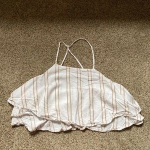 white/beige stripe crop top